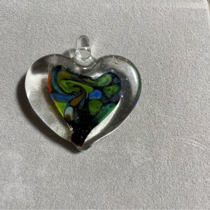 Multicolor Heart Glass Pendant